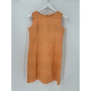 Milena Nicole Vintage Dress Womens 14/16 Orange Y2K Sleeveless Shift 100% Linen